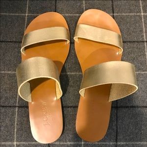 J.Crew Gold Flat Sandals 6